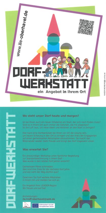 Flyer mit Titel, Menschen, Schrift